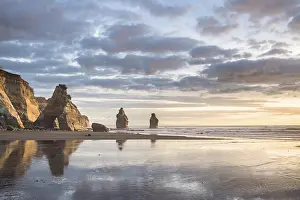 New Zealand Coastal Scenery Prints: Whitecliffs rock formation, sunset