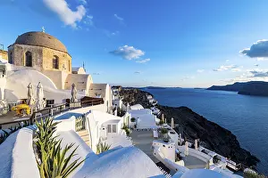 European Island Getaway Prints: Whitewashed architecture at sunset