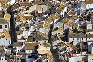 Prints of Whitewashed houses, view from above on rooftops, Route of the White Villages, Zuheros, Province of Cordoba, Cordoba, Andalusia, Spain White Eye Prints: Whitewashed Houses, Zuheros, Cordoba, Spain Print