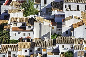 Prints of Whitewashed houses, view from above on rooftops, Route of the White Villages, Zuheros, Province of Cordoba, Cordoba, Andalusia, Spain White Eye Prints: Whitewashed Houses Print, Route of the White Villages, Spain