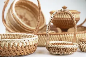 White Background Isolated Prints: Wicker baskets isolated on white background