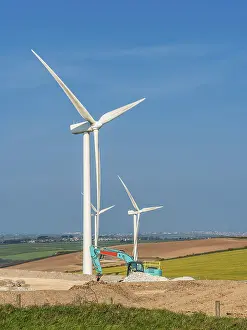 Renewable Energy UK Prints: Wind farm on Cornwall fields, Cornwall
