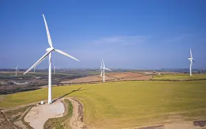 Renewable Energy UK Prints: Wind farm on Cornwall fields, Cornwall