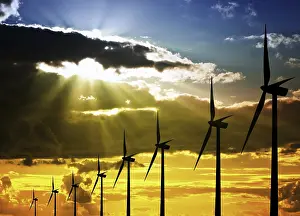 European Renewable Energy Prints: Wind Farm at Sunset