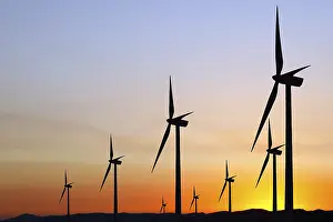 Deserted Windmill Prints: Wind power at sunset