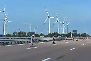 Alternative Energy Highway Prints: Wind turbines on the A9, Thuringia, Germany