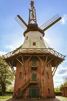 Uninhabited Construction Site Prints: A Windmill under the Cloudy Sky