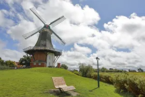 Windmill Germany Prints: A windmill in front of a dramatic blue sky