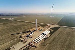 Renewable Energy Installation Prints: Windmill generator wing prepared for assembling on ground