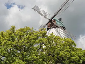 Northern Germany Landscapes Prints: Windmill surrounded by trees, impressive sky