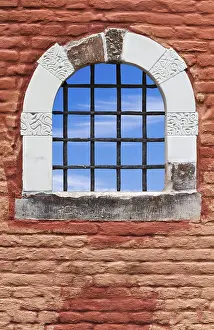 Deserted Building Structure Prints: Window with grilles in wall