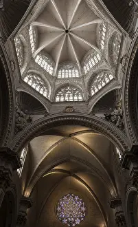 Christian Architecture Style Prints: Window detail interior of a Gothic Catholic Cathedral