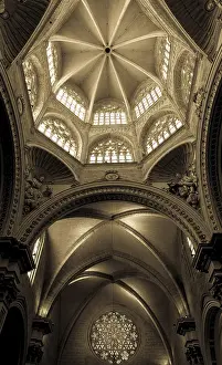 Roman Catholic Cathedral View Prints: Window detail interior of a Gothic Catholic Cathedral