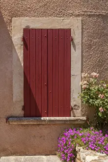 Southern France Architecture Prints: Window with red closed shutters