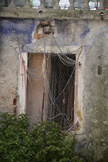 Deserted Building Exterior Prints: Window, wall, house wall, broken