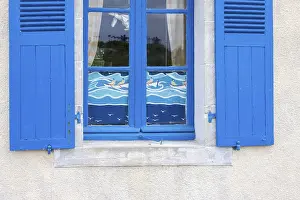 Western Europe Facade Design Prints: Windows, blue window frames and blue shutters