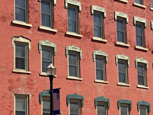 Old City Architecture Prints: Many windows on an old red brick building