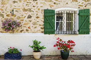 Empty House Exterior View Prints: Windows with wrought iron bars