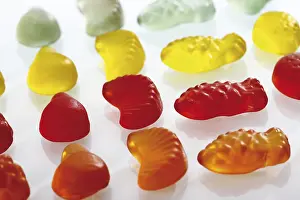 Studio Background Still Life Prints: Wine gums lined up next to each other