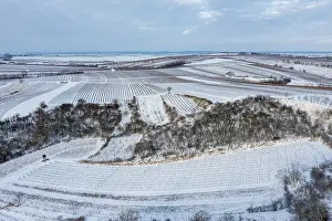 Aerial View Prints: Winter Landscape Print of Pulkautal Vineyards, Lower Austria