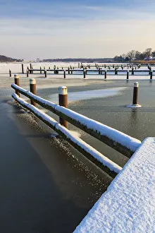 Deserted Baltic Seaside Resort Prints: Winter on the Prerow Current with snow