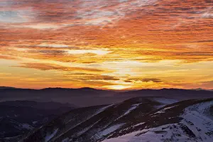 Prints of Winter sunset from Mount Nerone, Monte Nerone, Apennines, Marche, Italy Related Prints: Winter Sunset Print from Monte Nerone, Italy
