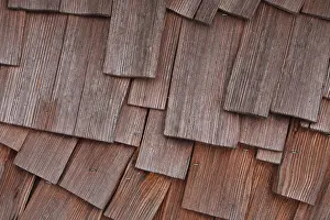 Close Up Wooden Boards Prints: Wooden boards creating a scale pattern