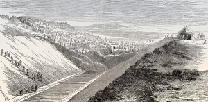 Framed Print : Suez Canal Construction Print, 1862 Framed Print : Suez Canal Construction Print, 1862