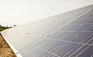 Photovoltaic Module Installation Prints: Works in progress in a solar panel plant