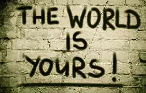 Abstract Symbol Picture Prints: The World Is Yours Concept