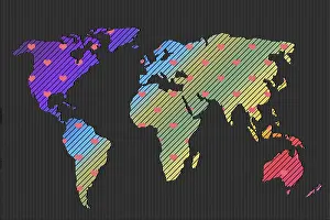 Framed Print : Heart Pattern World Map Print - Flat Earth Design Framed Print : Heart Pattern World Map Print - Flat Earth Design