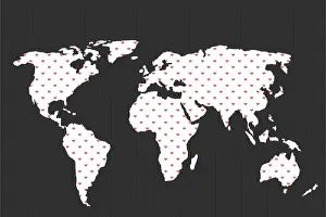 Framed Print : Heart Pattern World Map Print Framed Print : Heart Pattern World Map Print