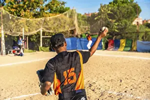 Youth Baseball Training Prints: Young baseball pitcher in a black