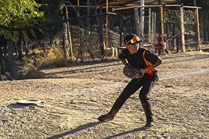 Baseball Player Training Prints: Young boy in cap