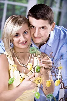 Easter Decoration Ideas Prints: Young couple decorating for Easter