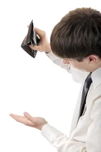Empty Wallet Prints: Young Man Checking Empty Wallet