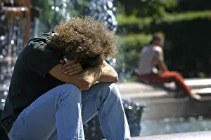 Migraine Symptoms In Men Prints: The young man in depression