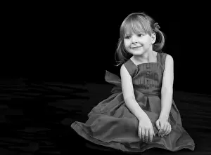 One Person Studio Shot Prints: Young model posing on black background