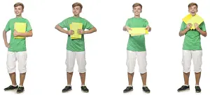 White Background Studio Shot Prints: Young student with notes isolated on white