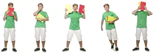 White Background Studio Photo Prints: Young student with notes isolated on white