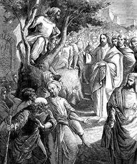 Historical Christian Illustration Prints: Zacchaeus on the mulberry tree