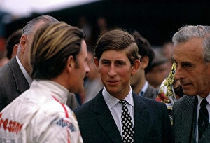 Graham Hill Prints: Prince Charles at 1968 Brands Hatch Formula One Grand Prix Print