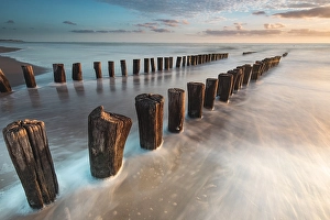 Long Exposure Beach Photos Prints: Breakers on the North Sea beach