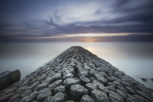 European Coastline Landscape Prints: Breakwater at Hindeloopen