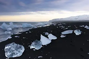 Black Sand Beach Europe Prints: Diamond Beach