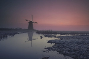 Sunrise In Europe Prints: Dutch windmill