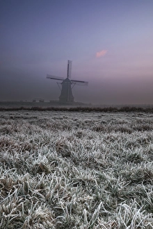 European Water Scenery Prints: Dutch windmill