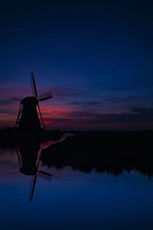European Water Scenery Prints: Dutch windmill