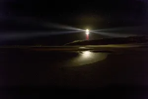 North Sea Coastal Scenery Prints: Lighthouse Texel at night