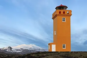 Snow Capped Mountain Landscape Prints: Svörtuloft Lighthouse